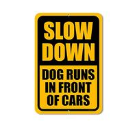 Honey Dew Gifts Slow Down Signs, Slow Down Dog Runs in Front of Cars 12 inch by 18 inch Metal Aluminum Signs for Neighborhoods, Made in USA