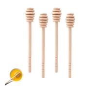 Honey Dippers, 4PCS Long Handle Honey Spoon 6 inch Wooden Mixing Stirrer, Bar Honeys Comb Stick for Jar Dispense Drizzle and Kitchen Tools
