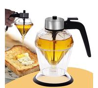 Honey Dispenser No Drip Glass With Stand Maple Syrup Dispenser Glass 6.8 Oz Honey Jar Honey Pot Apply to Olive Oil Syrup Sauce For Kitchen Coffee Bar Upgraded.