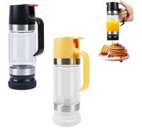 Honey Dispenser No Drip with Base & Handle - 12OZ Glass Honey Dispenser, 2026 Boutique Kitchen Tool, Pressure Design, Ideal for Quantitative Honey Extraction, Syrup and Jam (Black+Yellow)