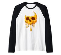 Honey Drip Skull, Golden Melt Art Design Raglan Baseball Tee