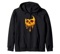 Honey Drip Skull, Golden Melt Art Design Zip Hoodie
