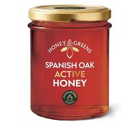 Honey & Greens Organic Spanish Oak Honey TA 15+, 240g | Raw Spanish oak honey, TA 15+ total activity, unpasteurised, 0% additives, dark earthy taste, caramel, malt, 240g glass jar