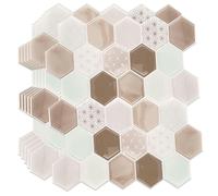 Honey Hexa Brown Glossy 3D Tile Stickers 30.5 x 15.4cm (12 x 6 in) - 12 pcs in a pack