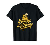 Honey I'm Home Bee Vintage Honeycomb Pun Novelty T-Shirt