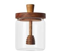 Honey Jar - 500ml Glass Honey Pot With Wooden Lid | Honeys Storage Container | Honeys Dispenser Jar For Home Kitchen, Pots For Storing And Serving