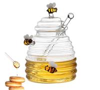 Honey Jars with Dipper - 400ML Glass Honey Dispenser,Transparent Food-Grade Dispenser with Stick Lid for Farmers Market Coffee Pancake Tea Baking Ingredient Cooking Wedding Favors