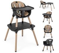 HONEY JOY 5-in-1 High Chair, Convertible Highchair for Babies and Toddlers/Kids Chair Table Set/Infant Feeding Chair w/Safety Harness, PU Leather Cushion & Removable Food Tray (Coffee)