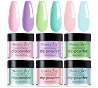 Honey Joy 6 BOX/SET Purity Warm Colors for Summer Daily Makeup Dipping Powder Starter Kit Nails Colors No Need Lamp Cure,Like Gel Polish Effect,Even & Smooth Finishing (DP-J-6pcs-10g/box)
