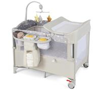 HONEY JOY Pack and Play with Bassinet, 5-in-1 Baby Bedside Sleeper w/Diaper Changing Table & Storage Bag, Toy Arch & Music Box, Detachable Side Rail, Portable Baby Play Yard w/Carry Bag(Beige)