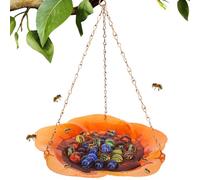 Honey Lake Bee Watering Stations with Flower Design, Bee Butterfly Bath Bowl Cups with 30 Glass Marbles, Anti Rust Durable Iron Metal Bee Feeder Bee Insect Drinking Cup for Outdoor Garden Decor