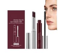 Honey Lip & Eye Bundle Set, Almost Lipstick Honey + High Impact Mascara, Black Tinted Lip Balm, Sheer Hydrating Lipstick, Non-Sticky Soft-Shine Finish, for Facial and Lips Care (1set)
