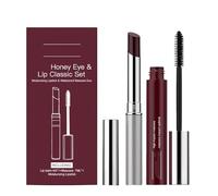 Honey Lip & Eye Bundle Set - Moisturizing Lipstick + Waterproof Mascara, Natural Black Tinted Lip Balm, Non-Sticky & Hydrating for a Soft-Shine Finish for Facial and Lip Care (1Set)