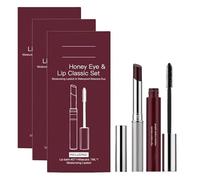 Honey Lipstick Set with Waterproof Mascara, Honey Lip & Eye Bundle Set, Natural Moisturizing Black Tinted Lip Balm for Women Lip Care, Non-Sticky, Soft-Shine Finish (1)