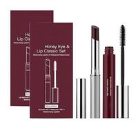 Honey Lipstick set with Waterproof Mascara,Honey Lip & Eye Bundle Set,Natural Moisturizing Black Tinted Lip Balm for Women Lip Care,Non-Sticky Soft-Shine Finish (2 pcs)