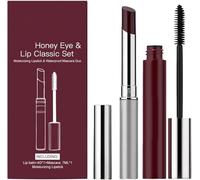 Honey Lipstick set with Waterproof Mascara, Natural Moisturizing Black Tinted Lip Balm for Women Lip Care, Hydrating Honey Lipstick & Mascara Set, Enhance Natural Color (1Set)