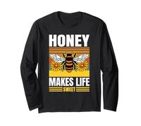 Honey Makes Life Sweet Cute Beekeeper and Honeybee Long Sleeve T-Shirt