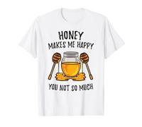 Honey Makes Me Happy Bee Beekeeper Value Graphic T-Shirt, Men, White, S