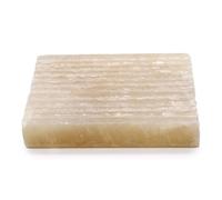 Honey Onyx Soap Dish - Square Modern Bathroom Accessory, Non-Slip Grooved Stone Soap Holder, Elegant Bath Decor