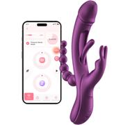 Honey Play Box Trilux App-Controlled Tapping Finger Rabbit Vibrator with Anal Beads