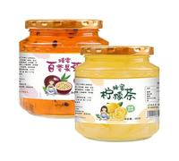 Honey pomelo lemon passion fruit tea, handmade jam, fruit juice, healthy fruit tea 500g/can, fruit flavor snacks, Chinese tea, fast food, nutritional casual snacks (Lemon and Passion fruit,2 cans)