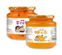 Honey pomelo lemon passion fruit tea, handmade jam, fruit juice, healthy fruit tea 500g/can, fruit flavor snacks, Chinese tea, fast food, nutritional casual snacks (Pomelo and Passion fruit,2 cans)