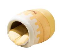 ＡＷＨＡＯ Honey Pot Cat Bed Kitten Cave Bed Self Warming Kennel Indoor Cat House Cat Condo for Poodle Dog Chihuahua Cats Puppy, S yellow