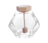 Honey Pot,Glass Honey Jar With Wooden Honey Dipper Sticks and Lid,Honey Dippers Server for Dispense and Wedding Party Favors(380ml)