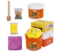Honey Slime Set with Wooden Stick Bee Decoration Mold, Crystal Slime DIY Fluffy Slime Kids Toy Beautiful color, Mess-Free, Stress Relief, for Girls and Boys-slime Party Bag Fillers