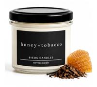 Honey & Tobacco Artisan Soy Candle - Sweet Nectar & Warm Spice Scent, Handmade 20h Burn, 100g Natural Wax, Decorative 220g Glass Jar, Sophisticated Luxury Gift for Home Decor & Relaxation
