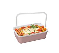 Honey Ware Color Line Enamel Food Storage Container, Pink M Flat, 0.74 L