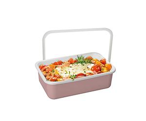 Honey Ware Color Line Enamel Food Storage Container, Pink M Flat, 0.74 L