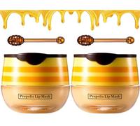 Honeybalm Lip Balm, Bee Balm Lip Balm Honey Pot, Propolis Lip Mask Moisture Lip Balm for Dry Cracked Lips, Bee Wax Lip Balm Lip Scrub Exfoliator with Lip Brush for Dark Lips (Propolis)