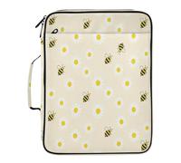 Honeybee Daisy Flower Pattern Expandable File Folders 7 Pockets A4 Letter Size with Zipper Closure for Paperwork Folder with Labels