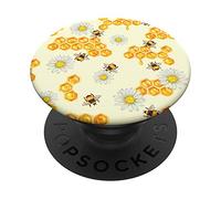 Honeybee Daisy Pattern Honey Apiarist Honeycomb Bumble Bee PopSockets Swappable PopGrip
