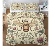 Honeybee Double Duvet Cover Sets, William Morris Bedding Sets Double-Sided Printing, Soft Microfiber Quilt Cover With Zip Fastening + 2 Pillowcase, 200x200 wl57