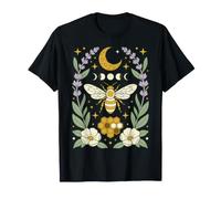 Honeybee Moon Phase Lavender Floral Bee Lover Nature Pics T-Shirt