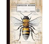 Honeybee Notebook: College Ruled Vintage Botanical Bee Illustration Composition Journal | Wide Lined | Cute Aesthetic For School, College, Office, Work