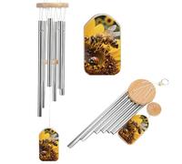 Honeybee on Sunflower Wind Chimes for Outside Memorial Wind Chime (20.5') Large Outdoor Deep Tone Windchime Unique Aluminum Windchimes for Garden Hanging Decor, Sympathy Gifts