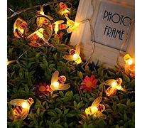 Honeybee String Lights,KINGCOO 5M 40LED Bumble Bee Battery Operated Fairy String Lighting for Home Party Birthday Summer Garden Wedding Christmas Indoor Outdoor Decorations (Warm White)