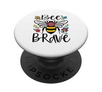 Honeybee With Colorful Wildflowers Bee Brave Motivational PopSockets Adhesive PopGrip