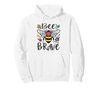 Honeybee With Colorful Wildflowers Bee Brave Motivational Pullover Hoodie