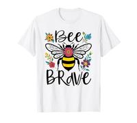 Honeybee with Colorful Wildflowers Bee Brave Motivational T-Shirt