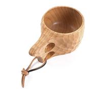 HoneybeeLY Nordic Style Handcrafted Kuksa Backpack Wooden Mug Cup with Lanyard for Camping Hiking Survival Teacup Bushcraft 200ML