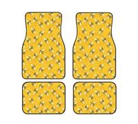 Honeybees Honeycomb Bumble Bee Hive 4-Piece Premium Rubber Floor Mat for Cars, Suvs and Trucks, All Weather Protection, Universal Trim to Fit