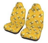 Honeybees Honeycomb Bumble Bee Hive Motors Front Seat Protective Breathable Seat Covers for Cars, Automotive Comfort & Protection for Most Cars, Van, Trucks, SUV
