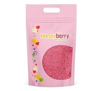 HONEYBERRY Natural Edible Decorating Sprinkles 1kg Bulk Pack - Free from Artificial Colours - Cake Decoration Ingredient for Bakeries, Catering & High-Volume Baking (Pink Nonpareils)