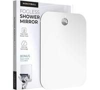 HONEYBULL Fogless Flat Shaving Mirror for Shower, Stick-On Bathroom Mirror, Clear Reflection, Ideal for Shaving, Makeup, and Skincare Routine (Large)