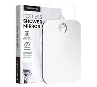 HONEYBULL Fogless Flat Shaving Mirror for Shower, Stick-On Bathroom Mirror, Clear Reflection, Ideal for Shaving, Makeup, and Skincare Routine (Small)