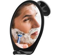 HONEYBULL Fogless Shower Mirror with Suction Mount & Swivel - Anti-Fog Acrylic Bathroom Mirror for Shaving - Built-in Razor Holder, Easy Install, Home Shower Accessory (Black, Regular)